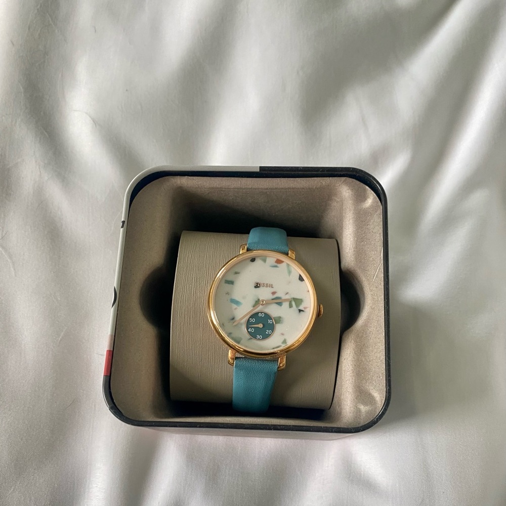 Fossil Leather Rose Gold watch